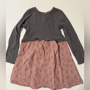 Grayson Collective-Gray and Pink Long Sleeve Dress